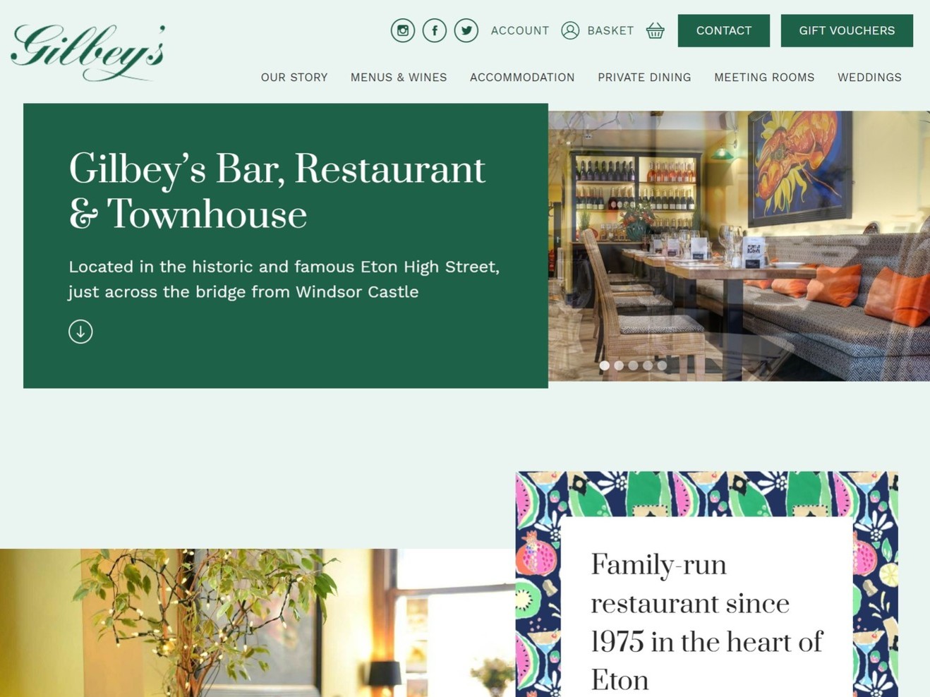 A website design for a bar, restaurant and townhouse in Windsor.