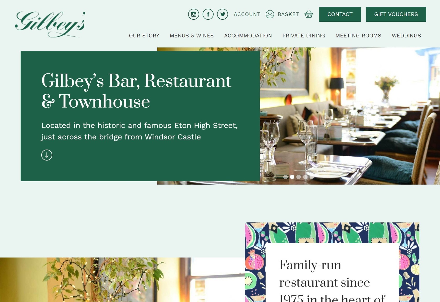 A responsive web design for bar and restaurant shown on a desktop computer.