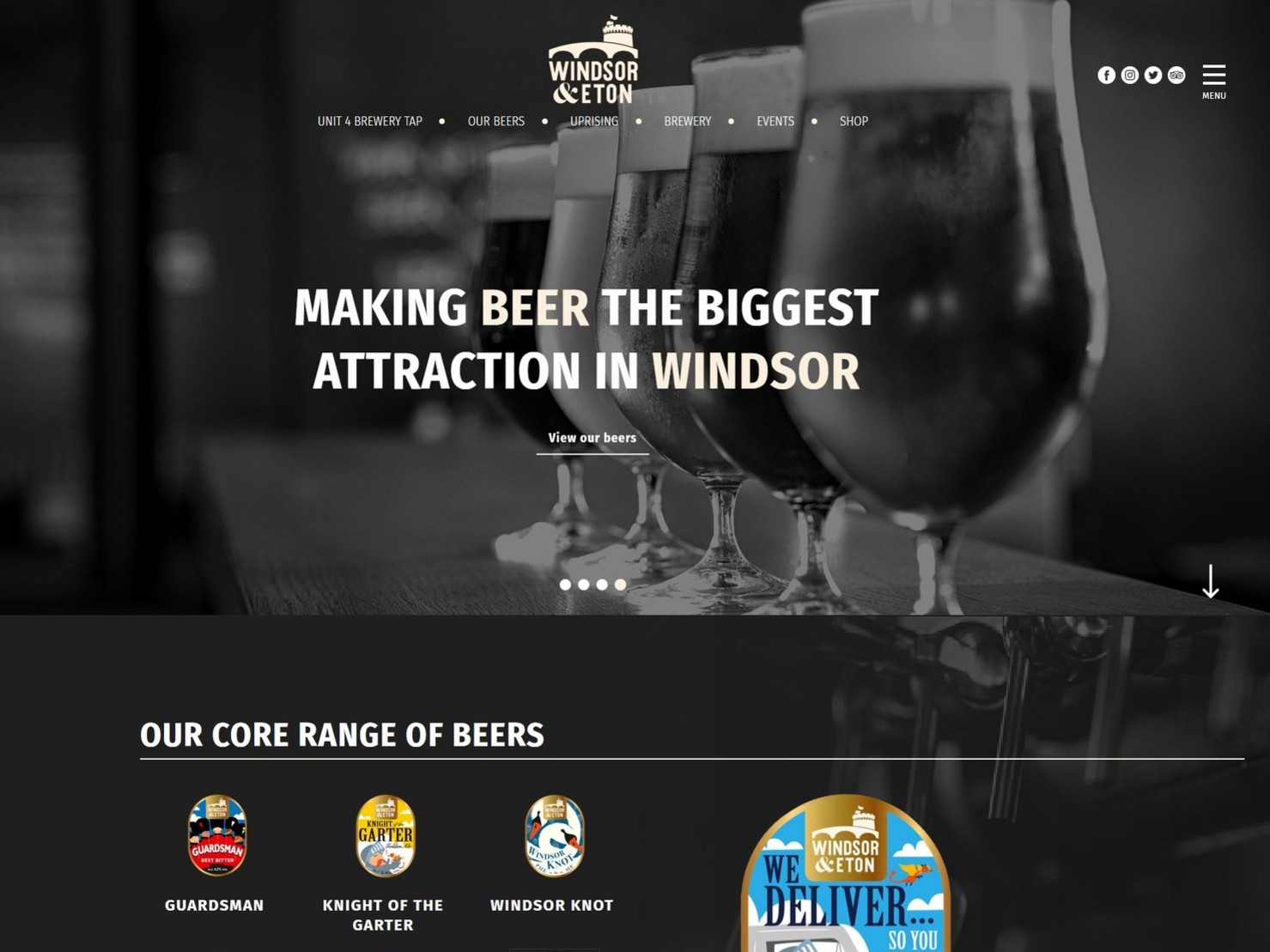 A website design for a brewery in Windsor.