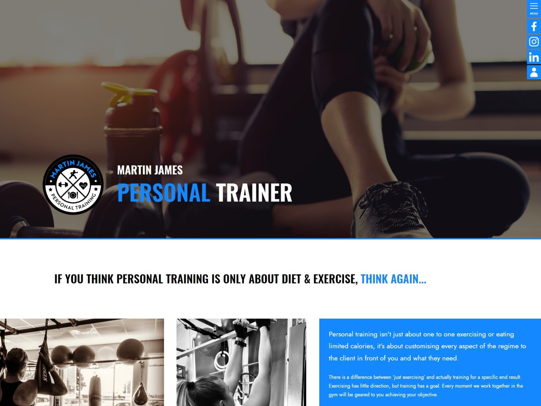 A website design for a personal trainer in Windsor.