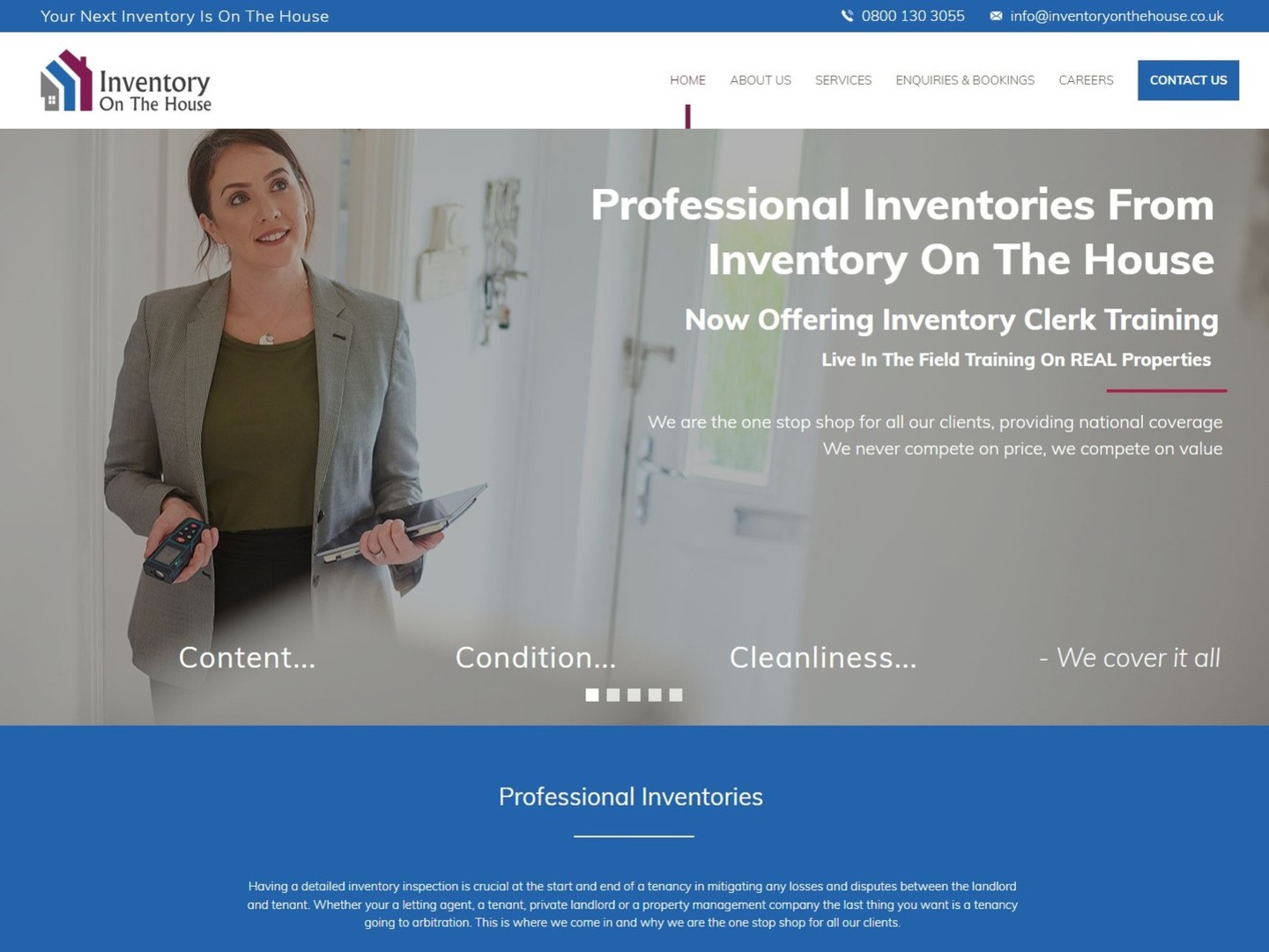 A website design for a professional inventories in Windsor.