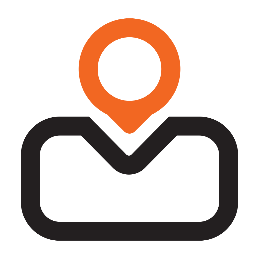 An icon of a person made from simple orange and grey lines