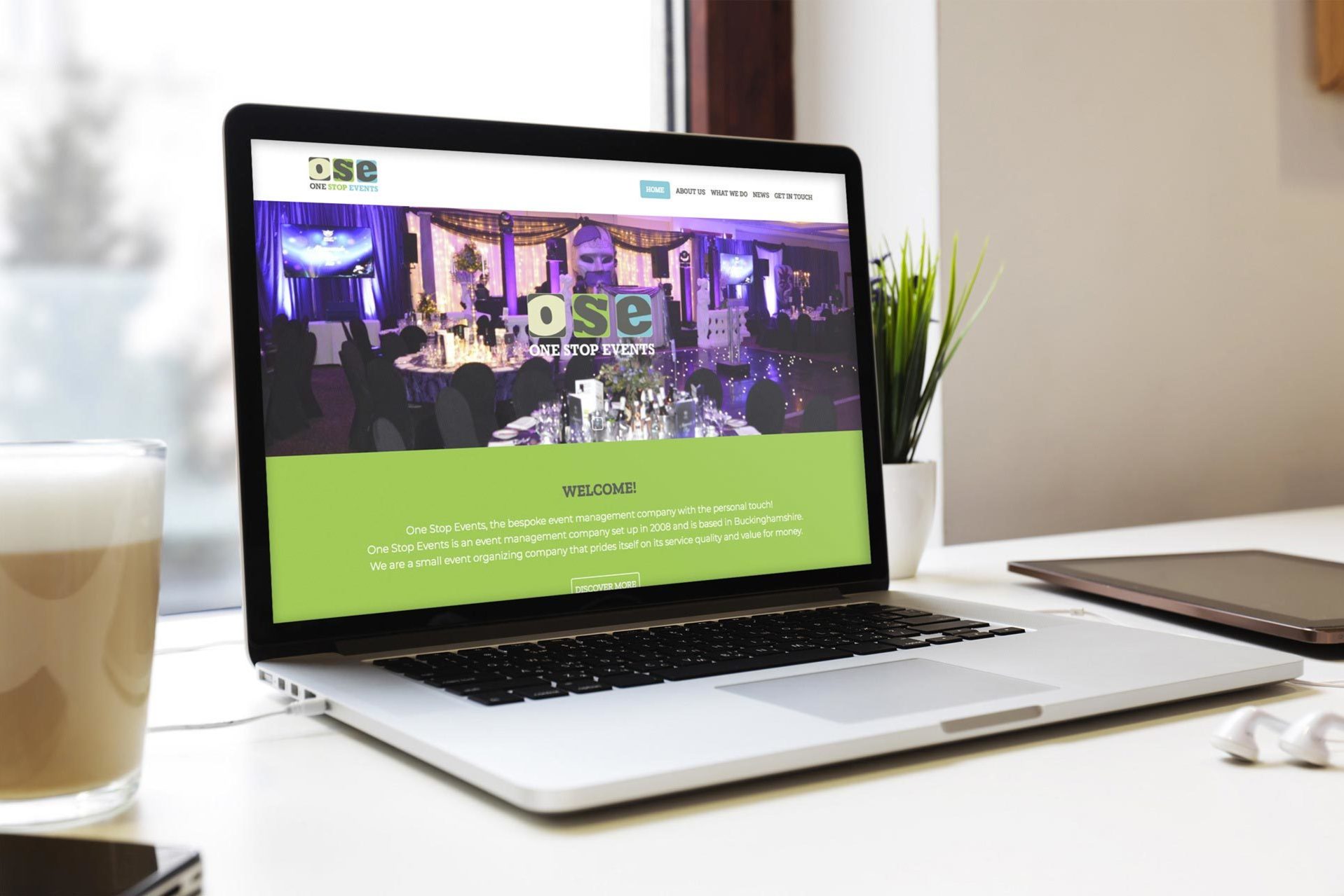 A website design shown on a laptop