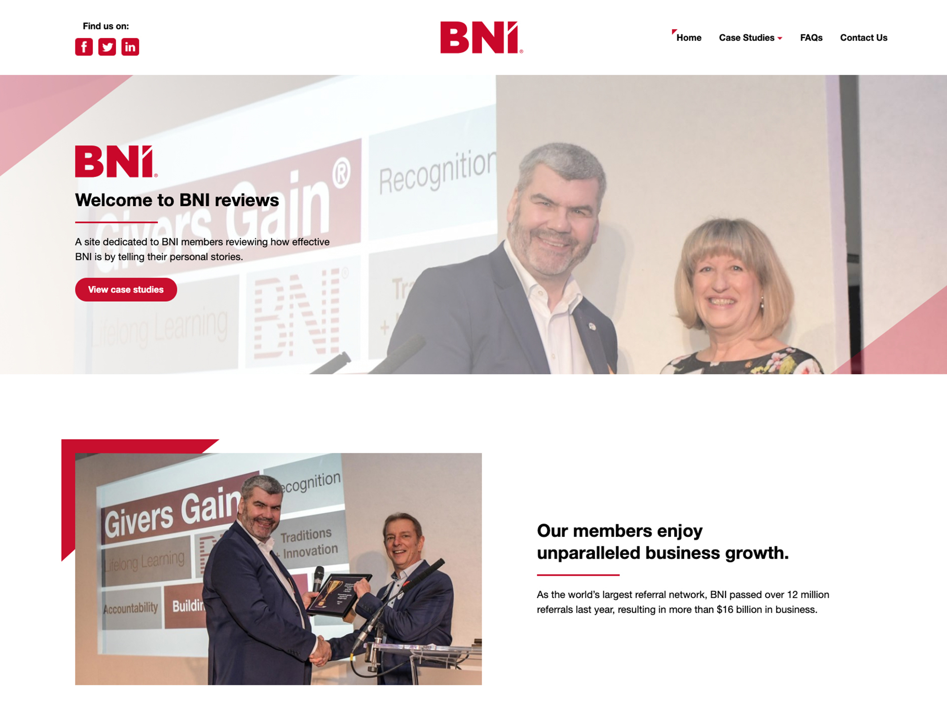 The BNI website created by it'seeze Windsor