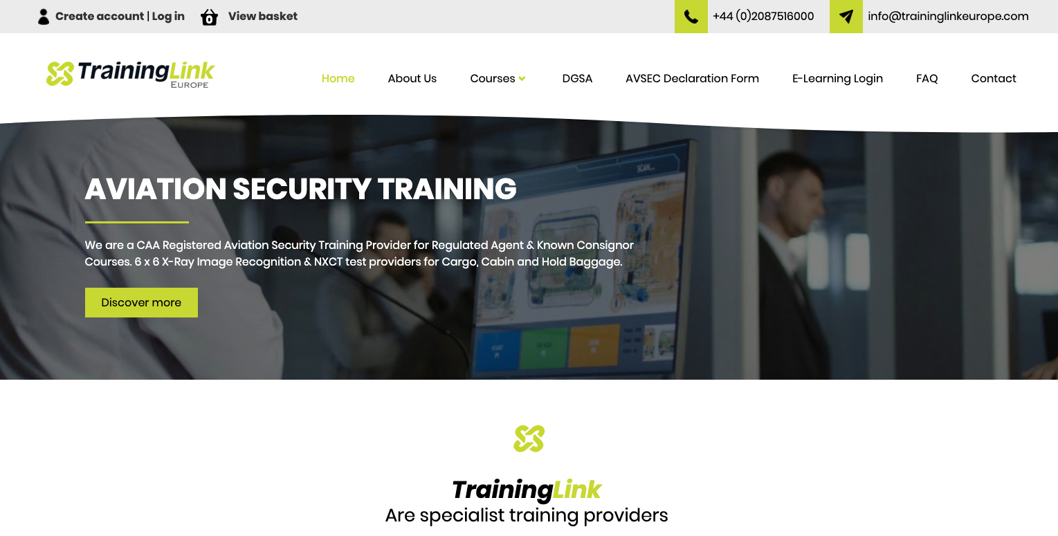 A website design for security training in Windsor.